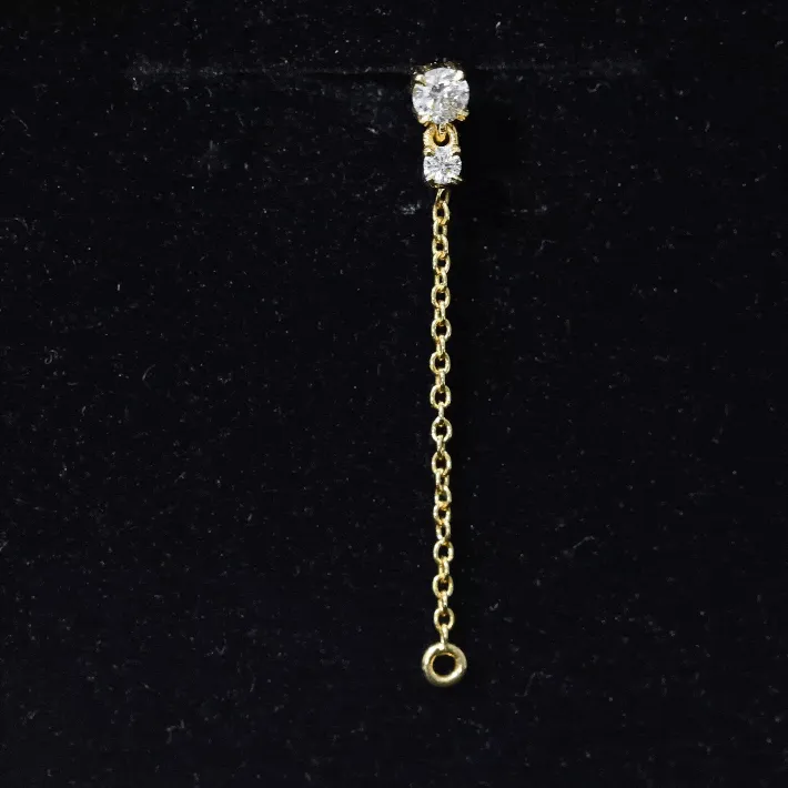 Simple Diamond Chain Drop Earring for Helix Piercing