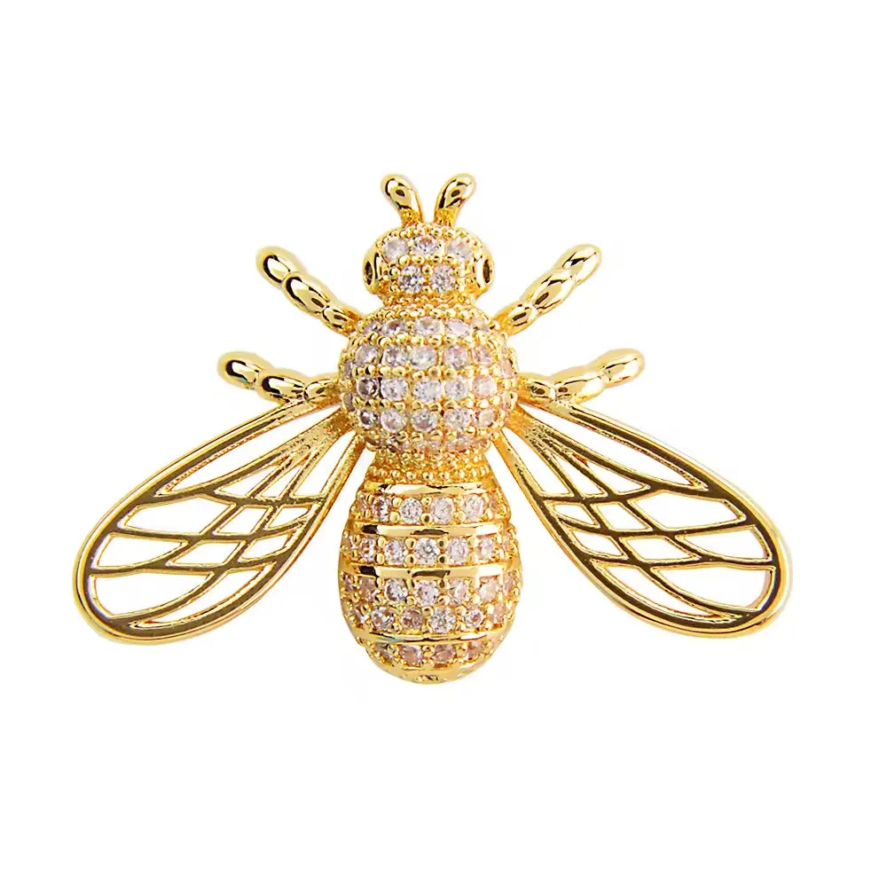 SISSLIA High Quality Copper Jewelry 2 Colors Available Cubic Zirconia Bee Collar Insect Animals Brooches Pin For Women