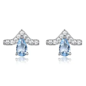 Sky Blue Topaz Stud Earrings - 925 Sterling Silver