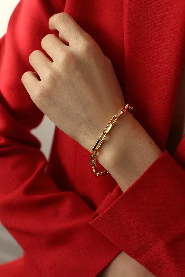 Square Splicing Chain Gold Bracelet