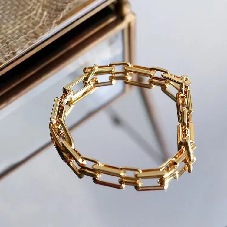 Square Splicing Chain Gold Bracelet