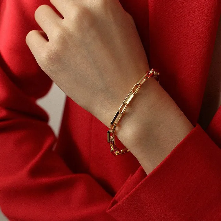 Square Splicing Chain Gold Bracelet