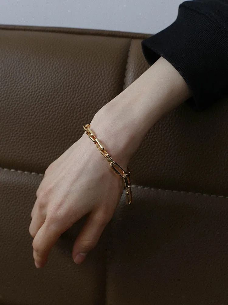 Square Splicing Chain Gold Bracelet