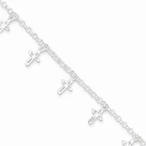 Sterling Silver Cross Charm Bracelet