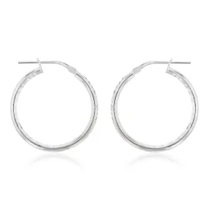 Sterling Silver Diamond Cut 20mm Hoop Earrings