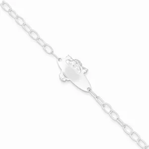 Sterling Silver Polished Angel Baby Engraveable Id Bracelet