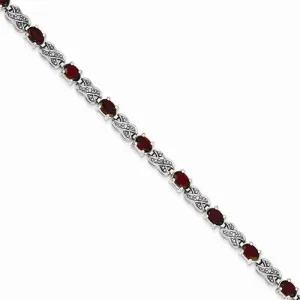 Sterling Silver Rhodolite Garnet & Diamond X and O Bracelet