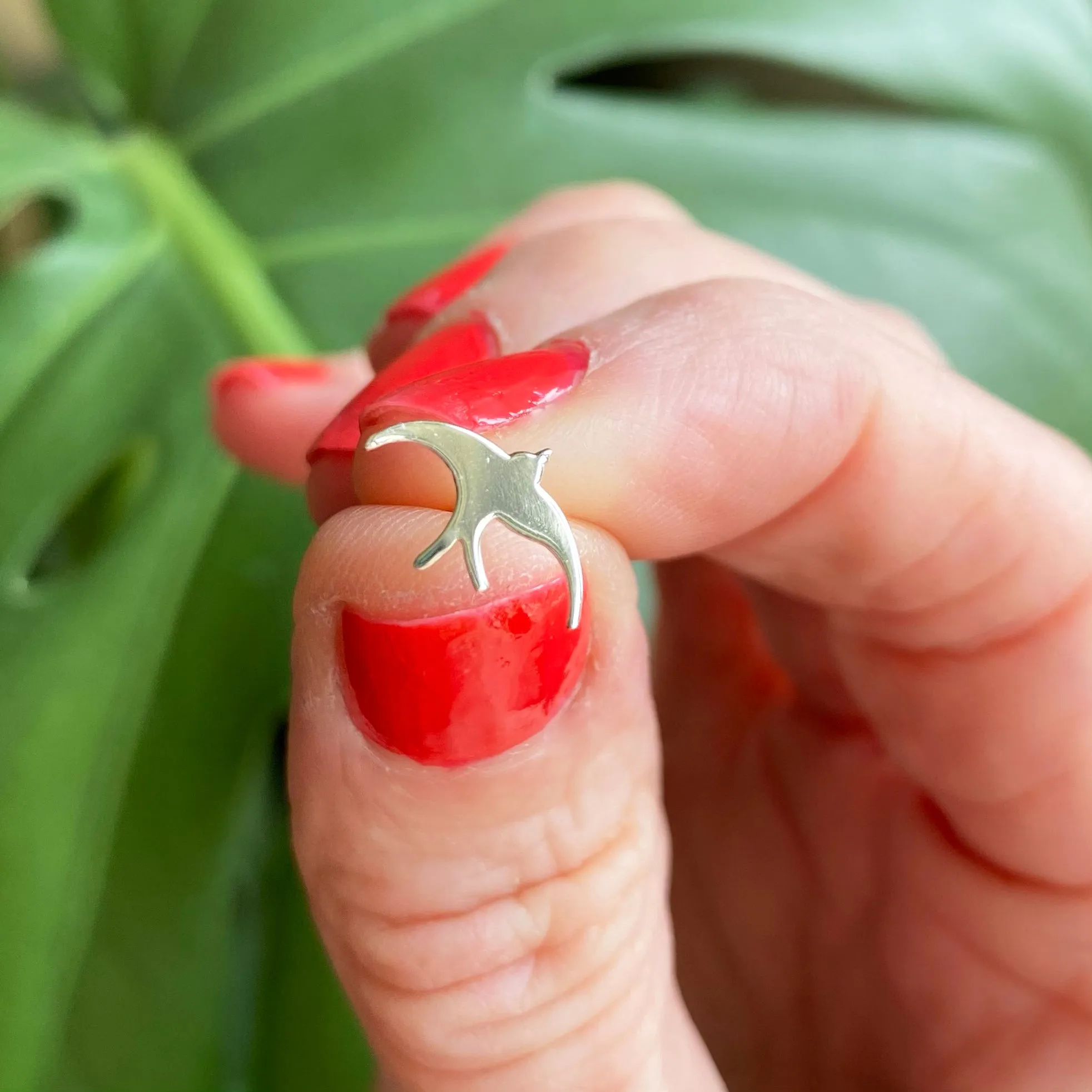 Sterling Silver Swallow Ear Studs