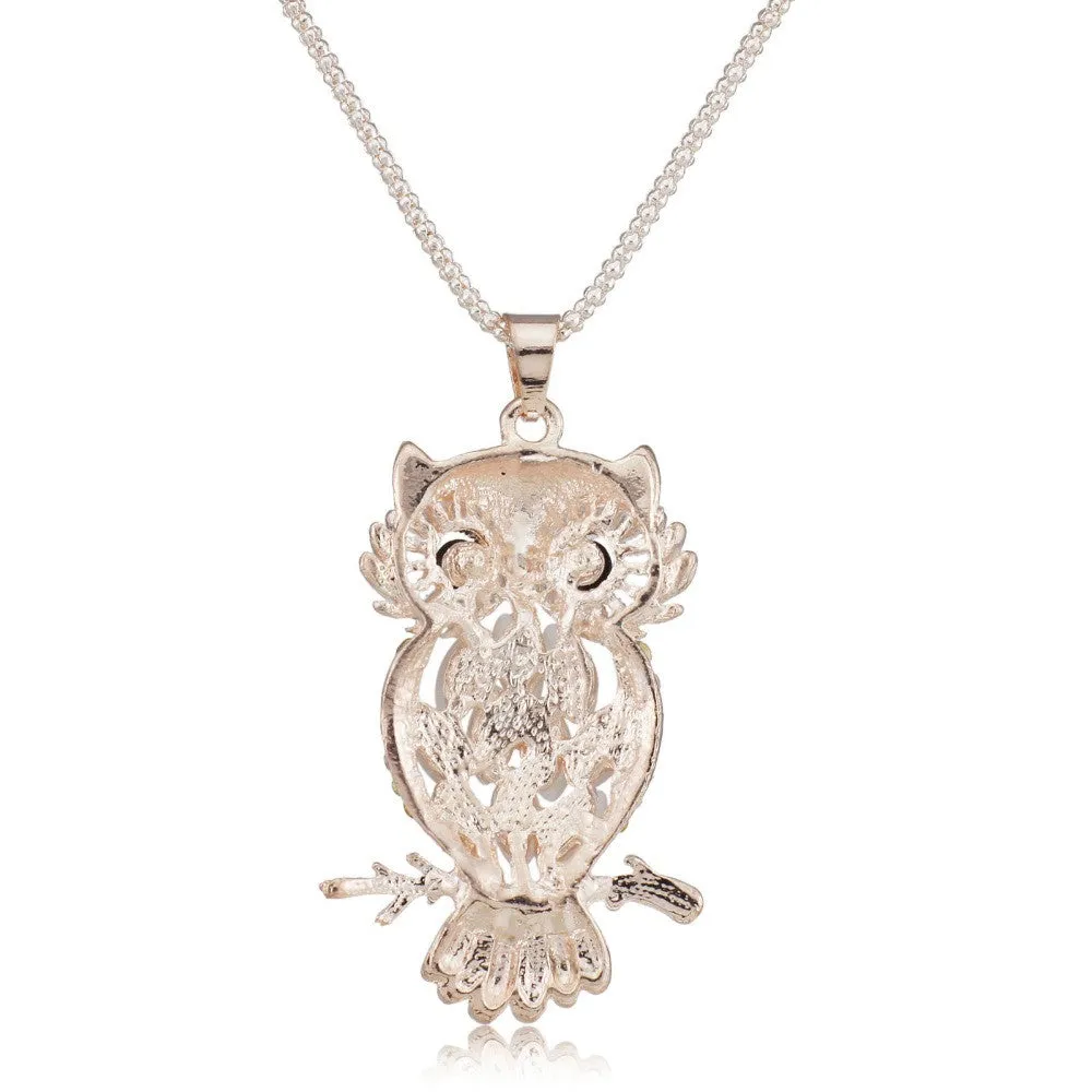 Stylish Gallant Sparkling Owl Crystal Charming Flossy Necklaces & Pendants Necklace For Women