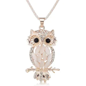 Stylish Gallant Sparkling Owl Crystal Charming Flossy Necklaces & Pendants Necklace For Women