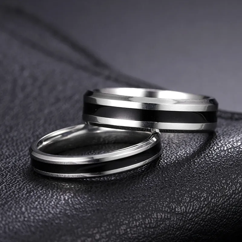 Stylish Stainless Steel Couple Rings Set - European and American Handcrafted Jewelry by Planderful Collection