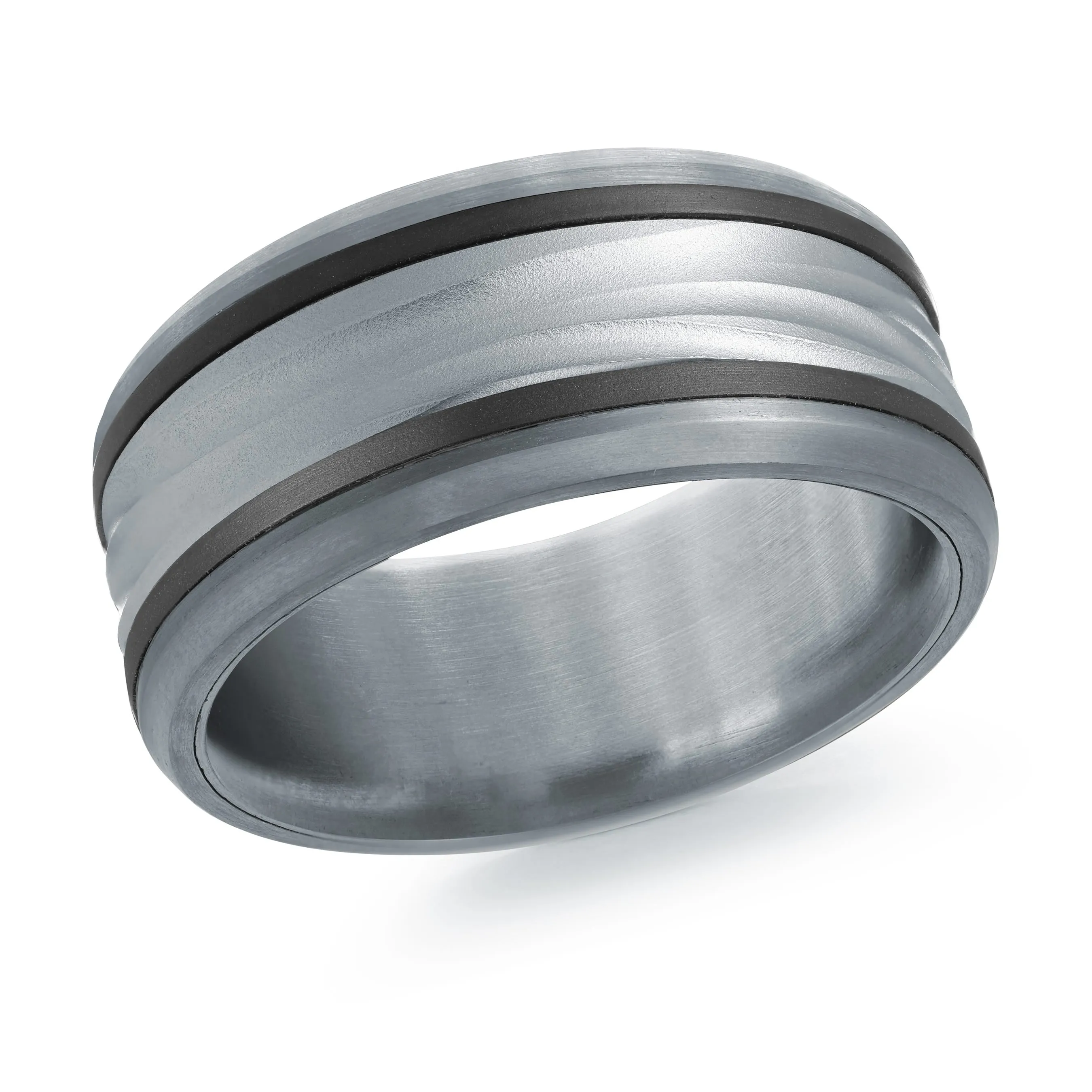 Tantalum with Carbon Fiber and 14K White Gold Ring from the Tantalum Collection by Malo - MRDTC-016-9BW