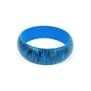 Tiger Print Wood Bangle - Blue