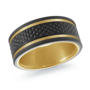 Titanium with Carbon Fiber and 14K Yellow Gold Ring from the Titanium Collection by Malo - MRDTI-019-9BY