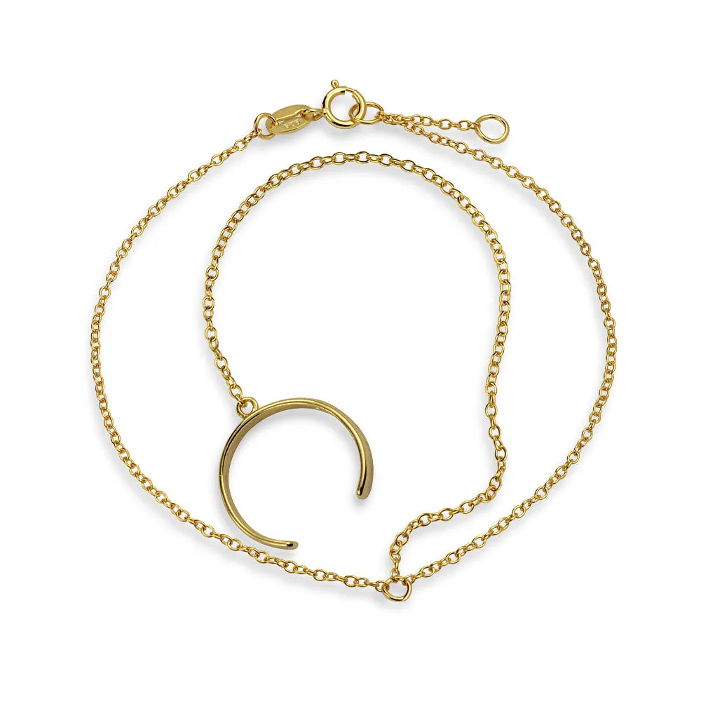 Trendy Delicate Chain Link Bracelet 14K Gold Plated Sterling Silver