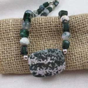 Unique Green Jasper  Bead Necklace