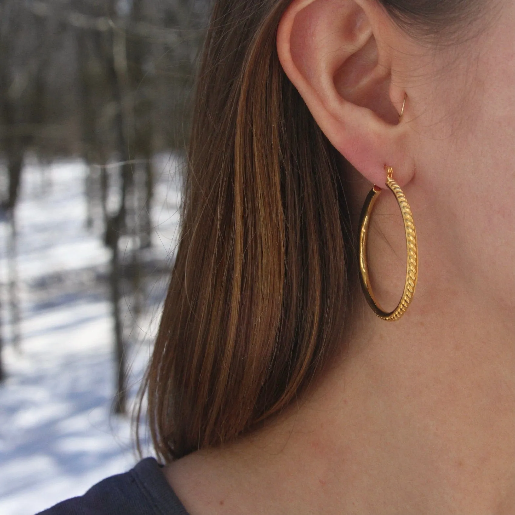 Vermeil Twisted Edge Hoops