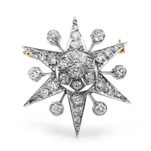 Victorian Diamond, Silver & Gold Star Brooch