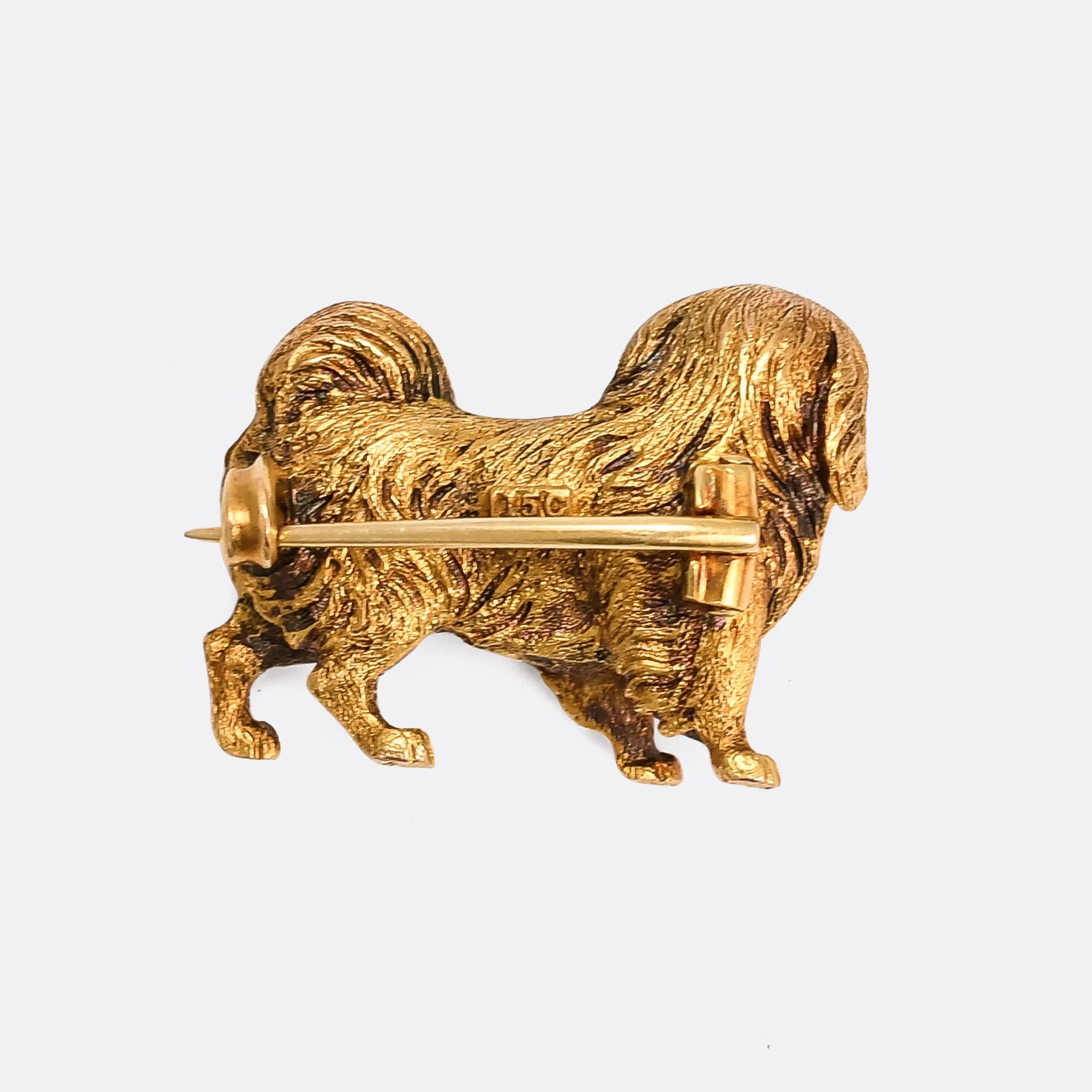 Victorian Gold King Charles Cavalier Spaniel Brooch