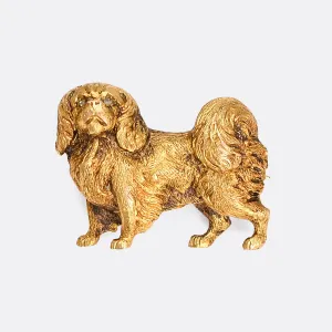 Victorian Gold King Charles Cavalier Spaniel Brooch