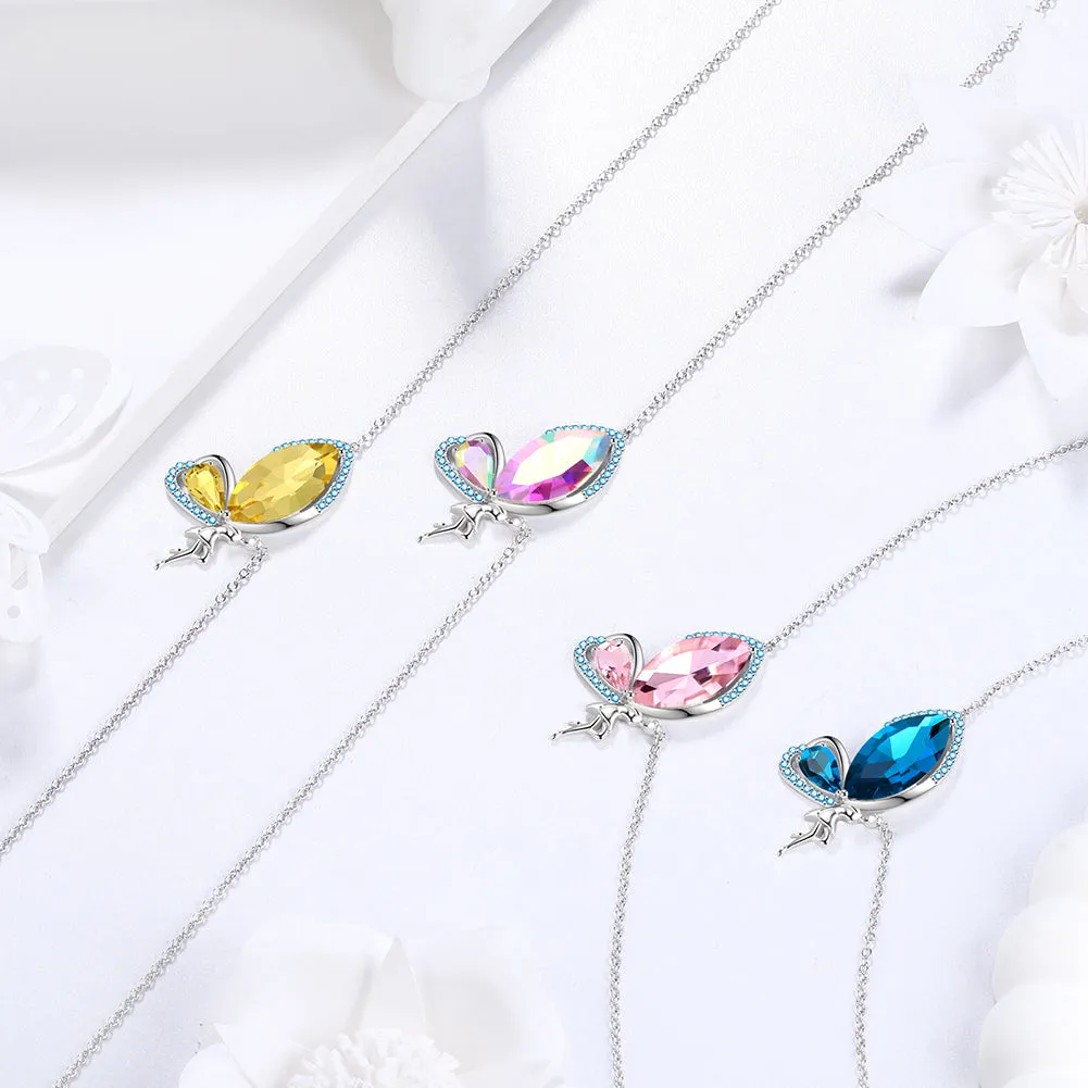 Women Fairy Butterfly Necklace Birthstone Pendant Jewelry Birthday Gifts 925 Sterling Silver