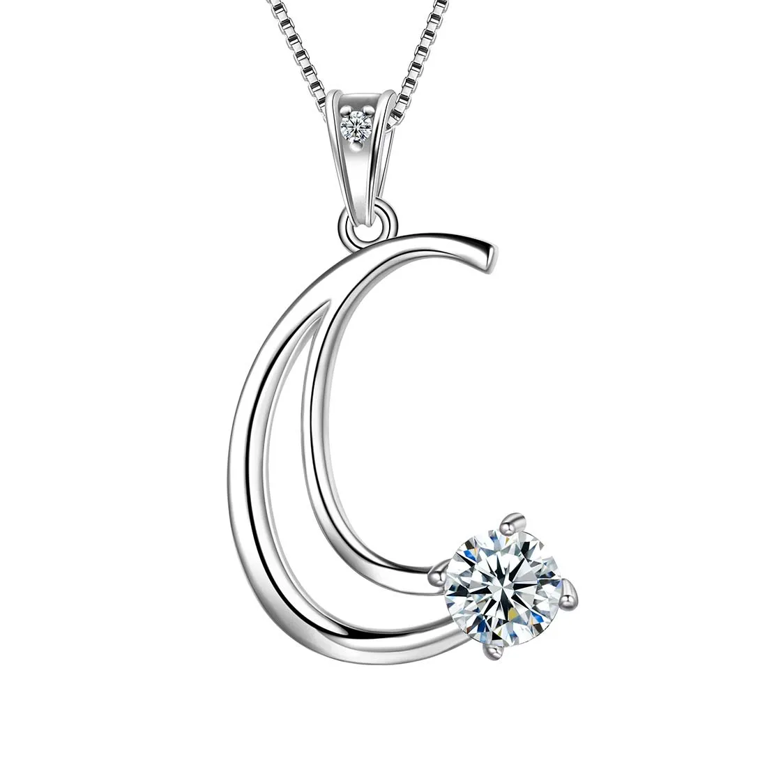 Women Initial C Letter Pendant Necklace Girl Name Jewelry Gift 925 Sterling Silver