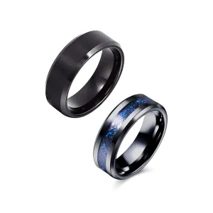 Yellow Chimes Combo Black & Blue Rings For Men | Pack of 2 Stainless Steel Men Rings | Dragon Celtic Design Black Silver Blue Finger Rings for Boys | Ideal Gift For Men and Boys