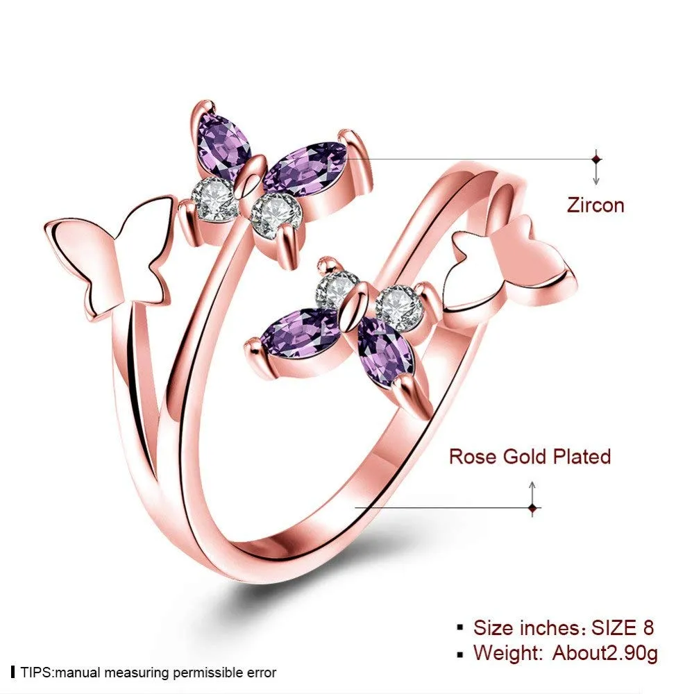 Yellow Chimes Crystal Rings For Women | Rosegold Ring Pack of 1 Swiss Cubic Zircon Crystal Ring | Rose Gold Plated Finger Ring for Girls | Birthday Gift For Girls & Women Anniversary Gift for Wife